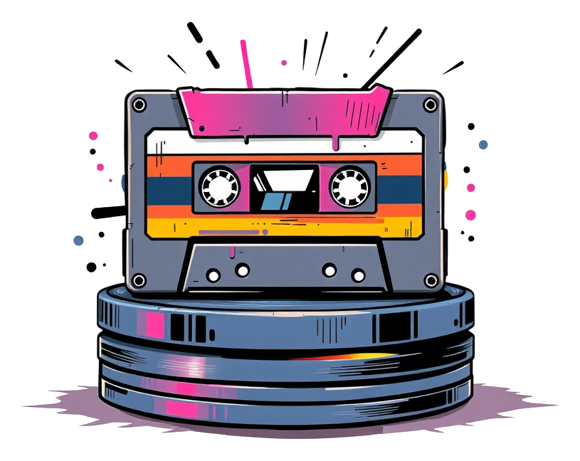 Retro Cassette Tape on Pastel Background