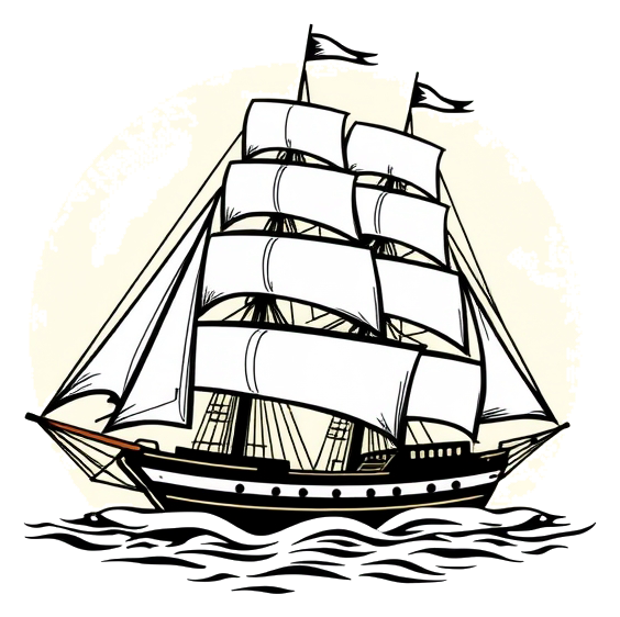 Sailing Clipper Ship at Dawn
