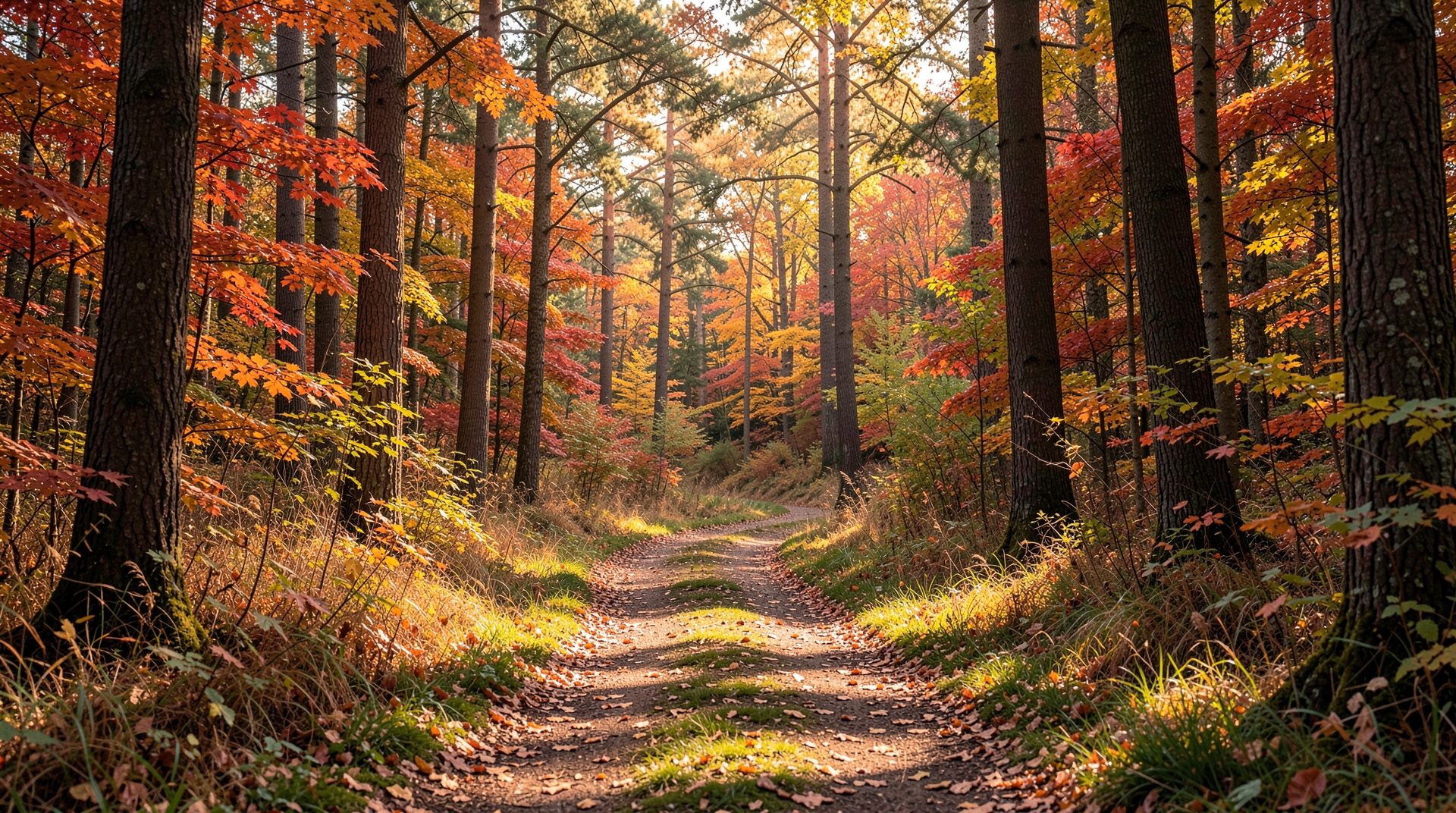 Serene autumn forest road