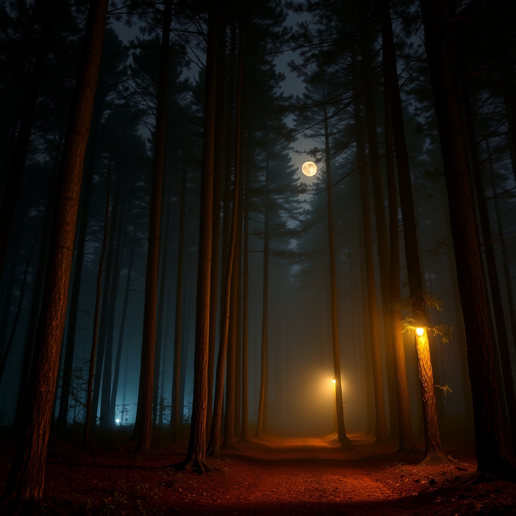 Serene forest with tall trees