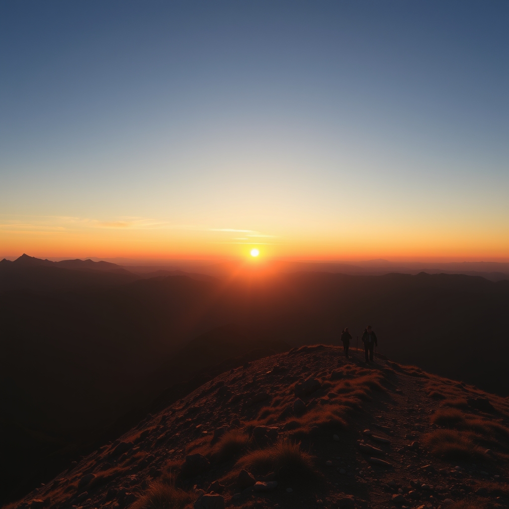 Serene mountain range at sunset