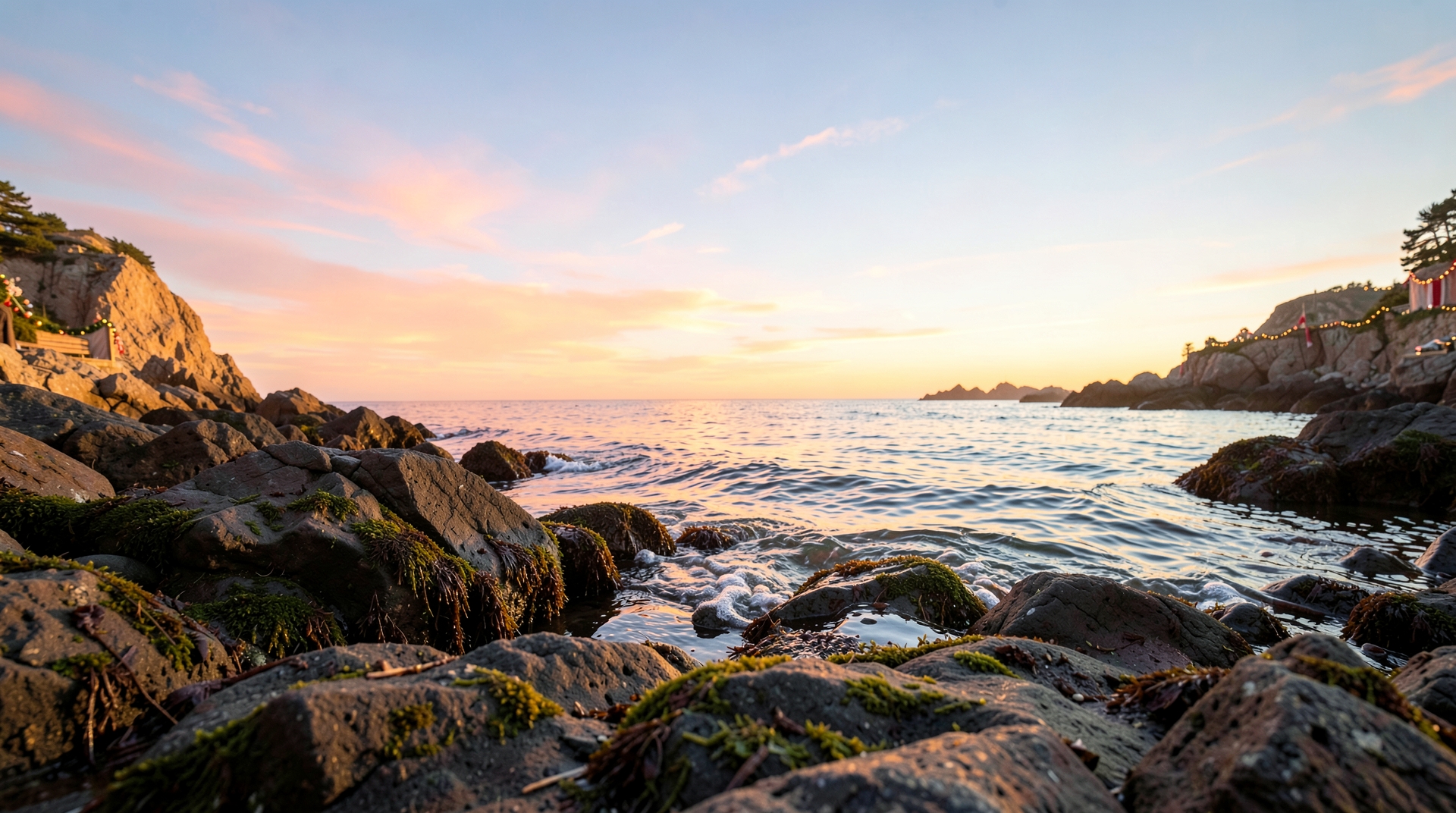 Serene Sunrise Over Calm Sea With Warm Lighting