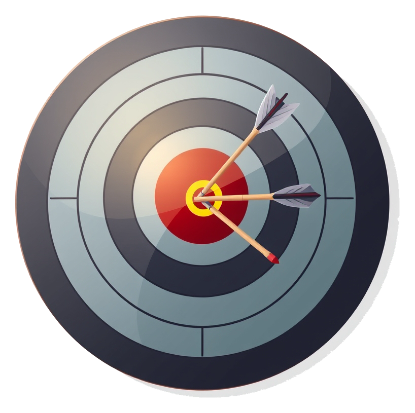Simple Archery Target with Three Arrows at Sunset