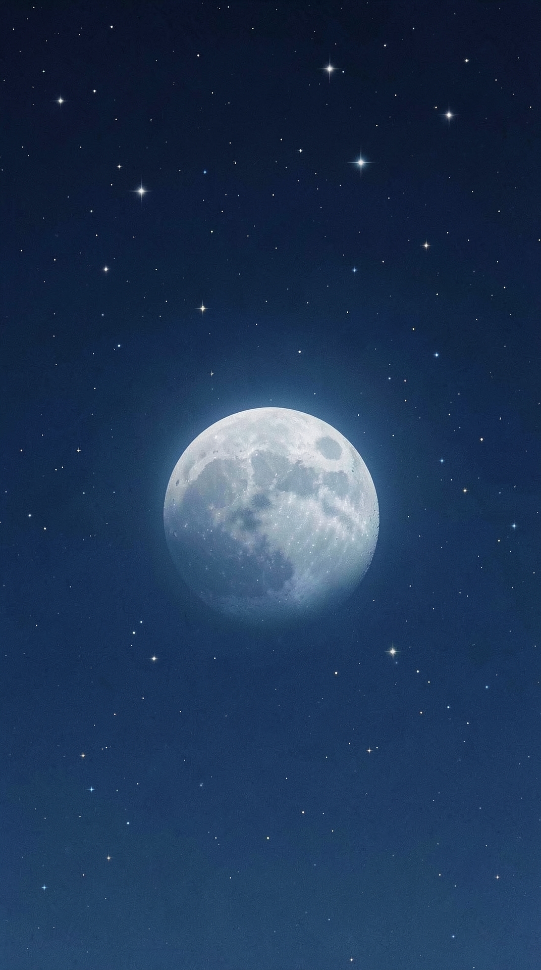 Simple Moon and Stars in a Dark Blue Sky
