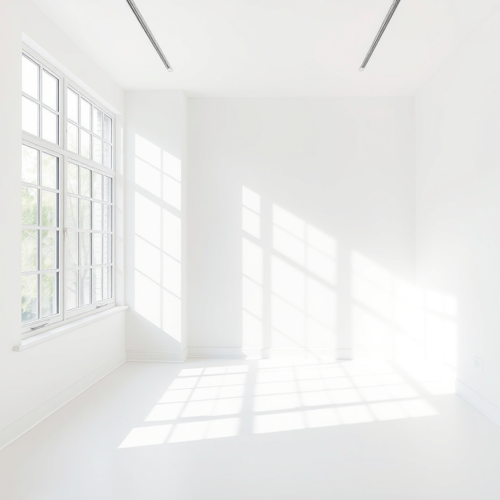 A simple white room with natural light from the corner.