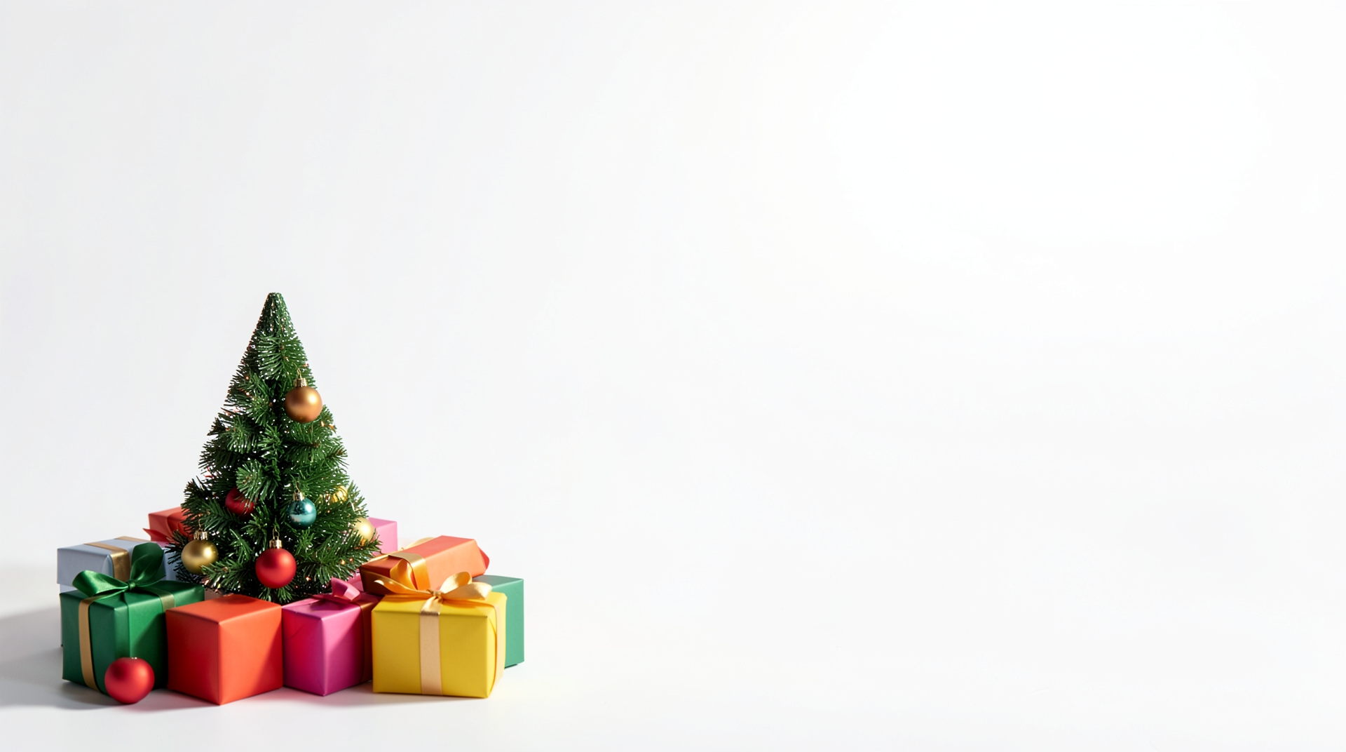 Small Christmas tree with pastel gifts