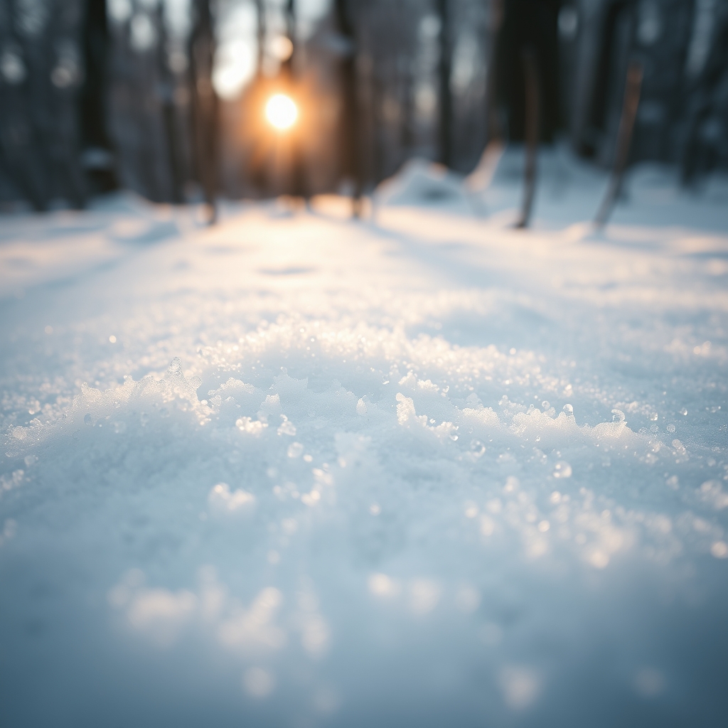 Snowy Forest Floor at Sunrise