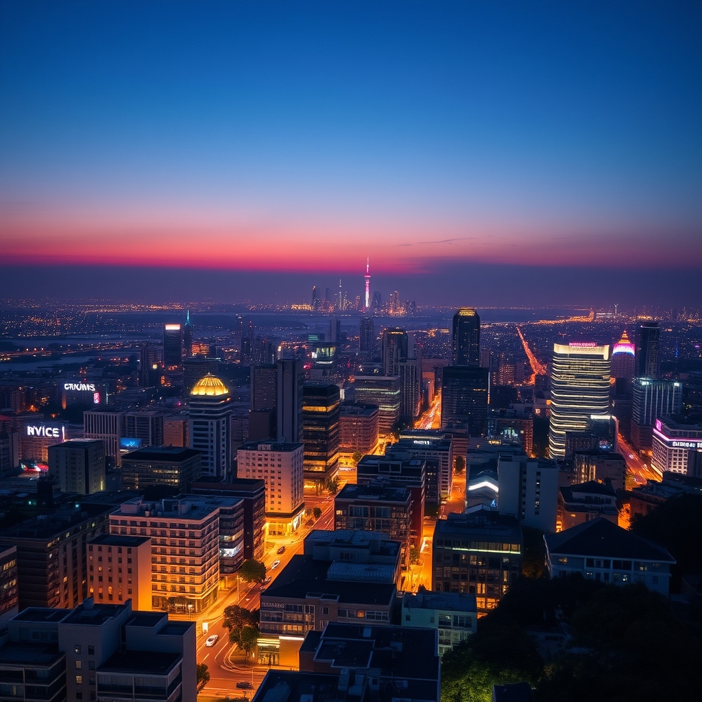 Soft Cityscape at Dusk with Pastel Colors
