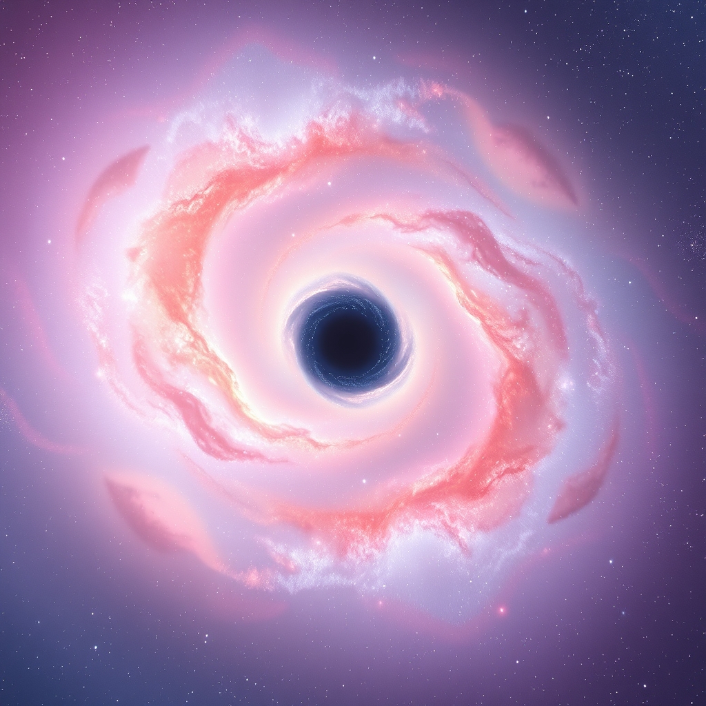 Soft Galaxy with Pastel Colors and Black Hole