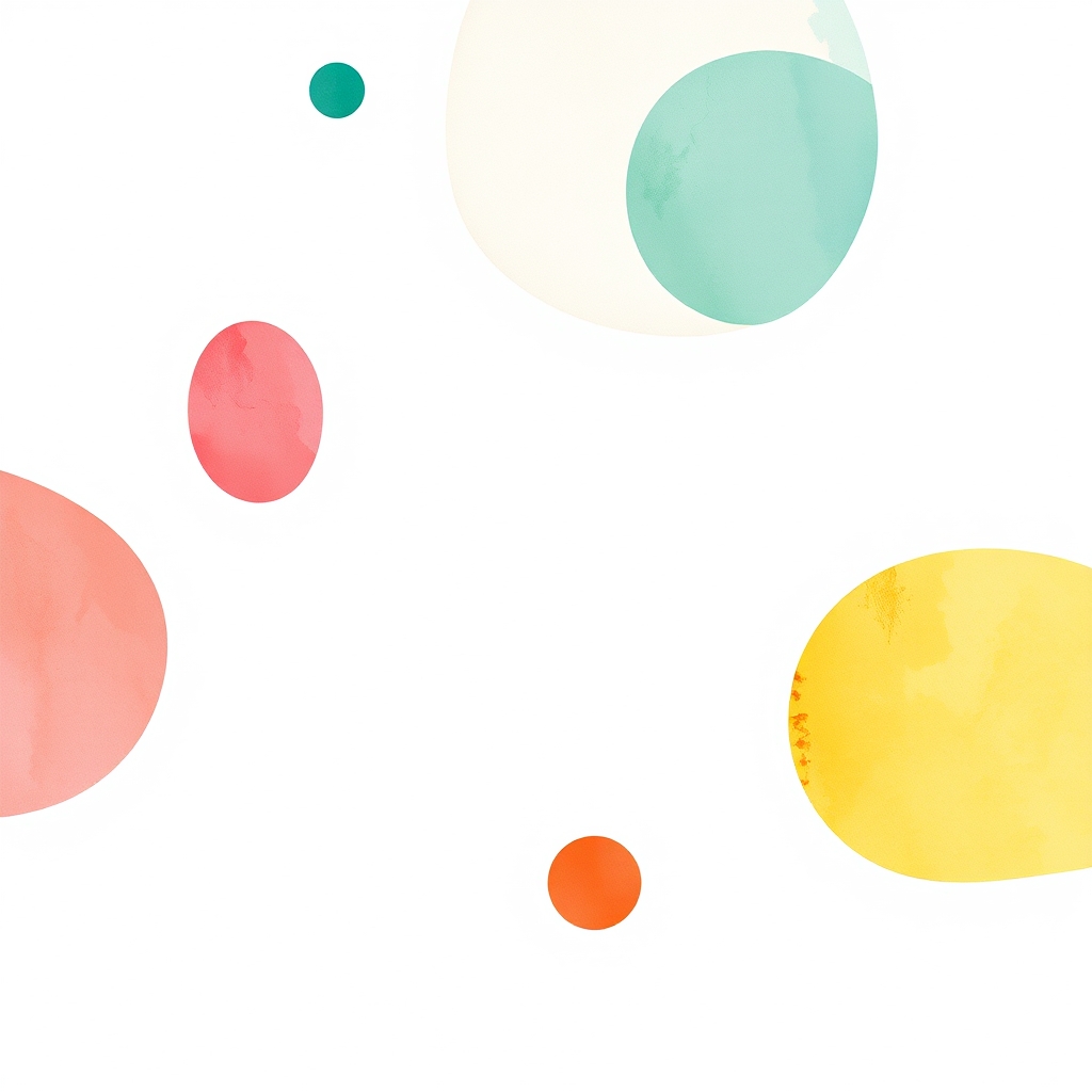 Soft geometric shapes in watercolor style on white background