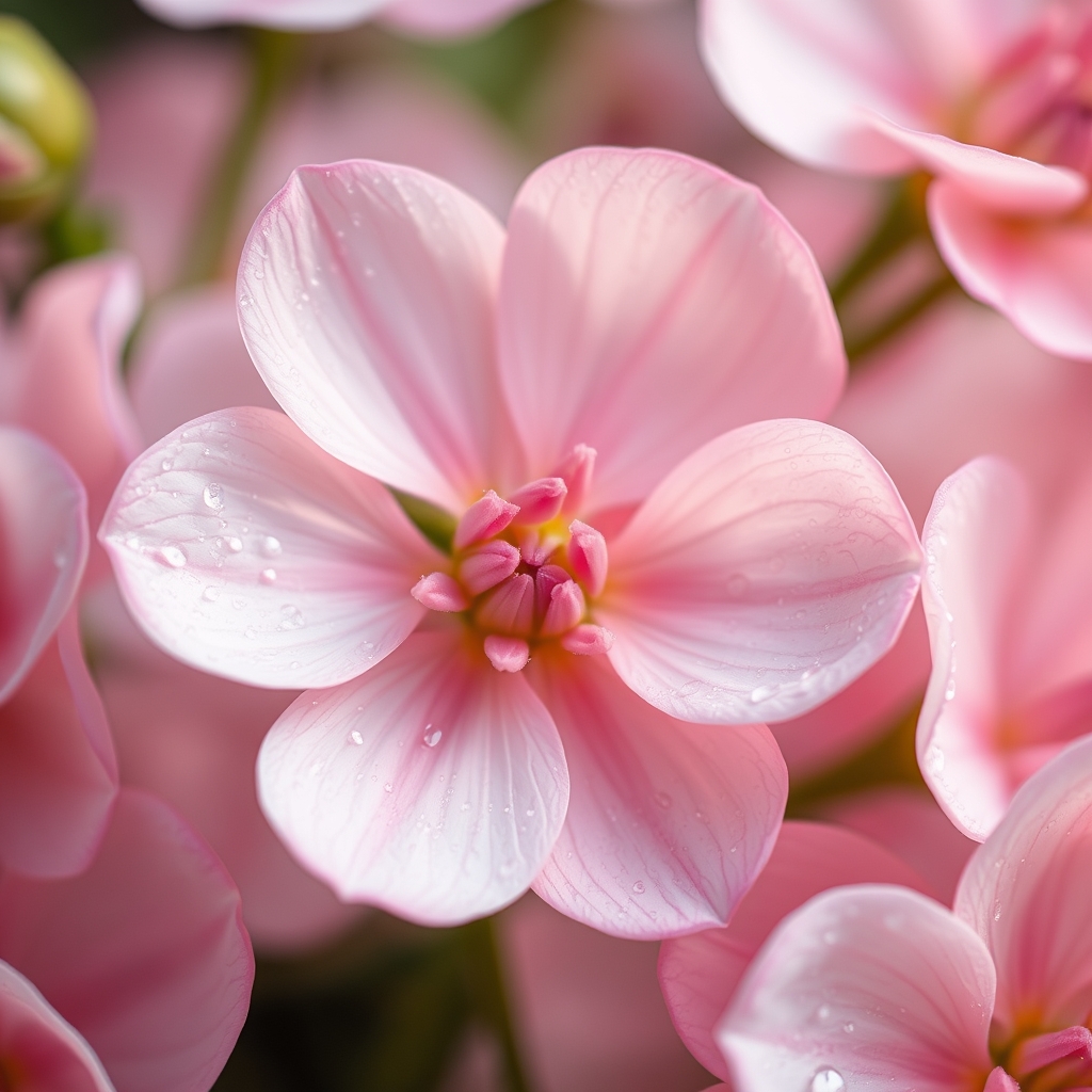 Delicate Pink Petals in Morning Dew