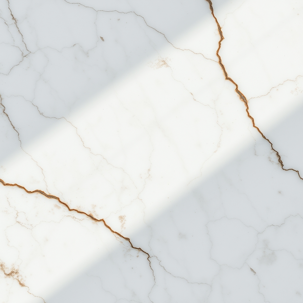 Close-up of white marble texture with soft natural light.