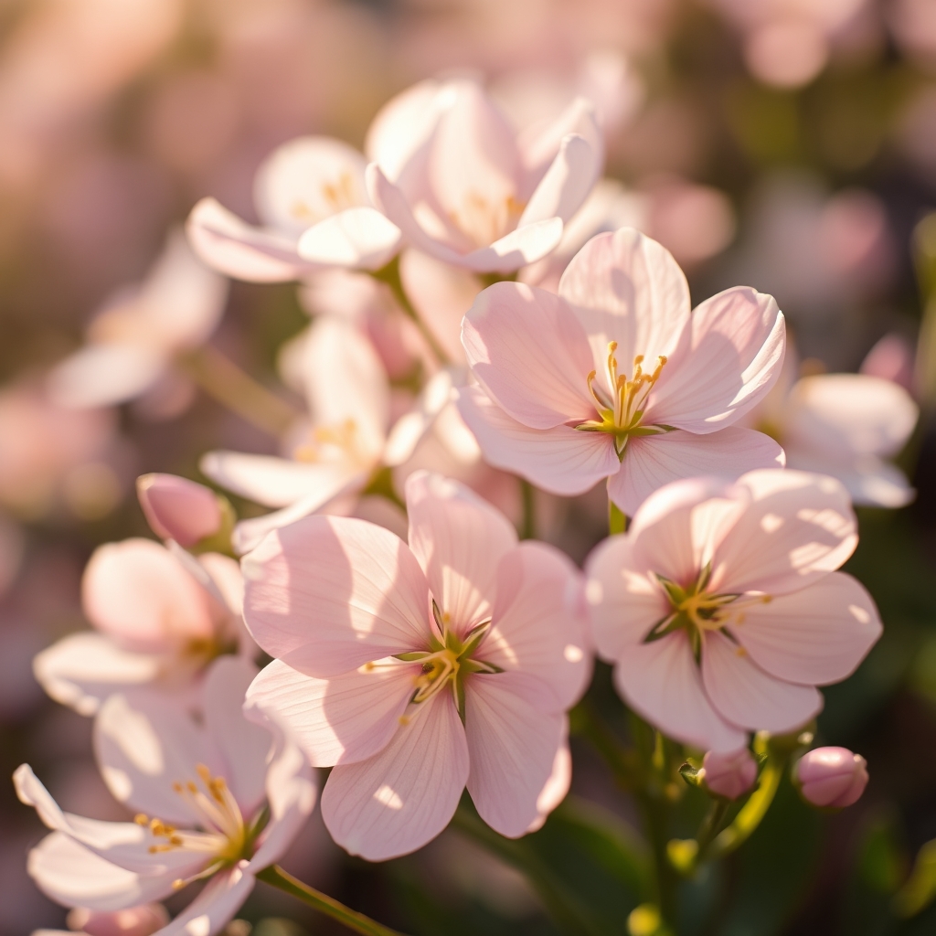 Softly Lit Spring Flowers in Pastel Colors