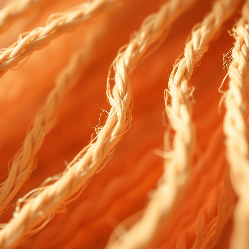 Close-up of woven fabric with natural texture and warm colors.