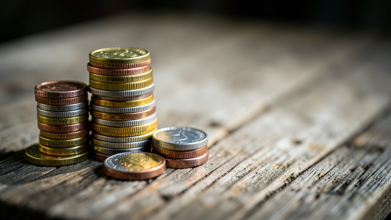 Stacked Coins in Soft Natural Light