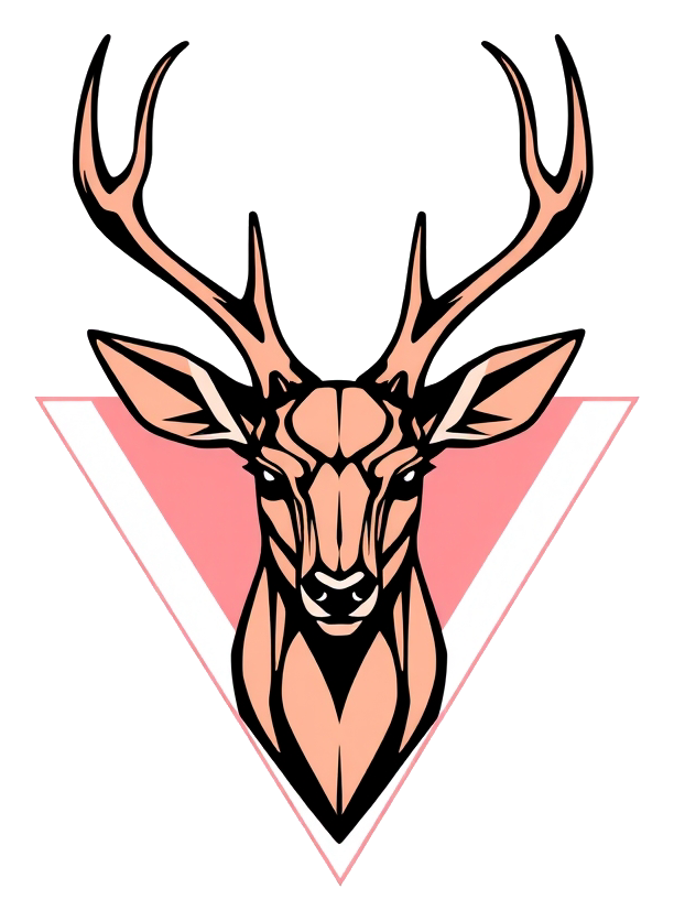 Stylized deer head with geometric shapes