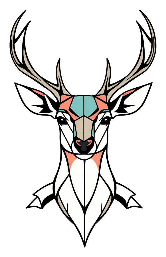 Stylized Geometric Deer Head with Pastel Colors