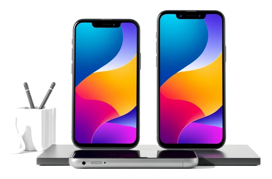 Two Smartphones on a Minimalist Desk
