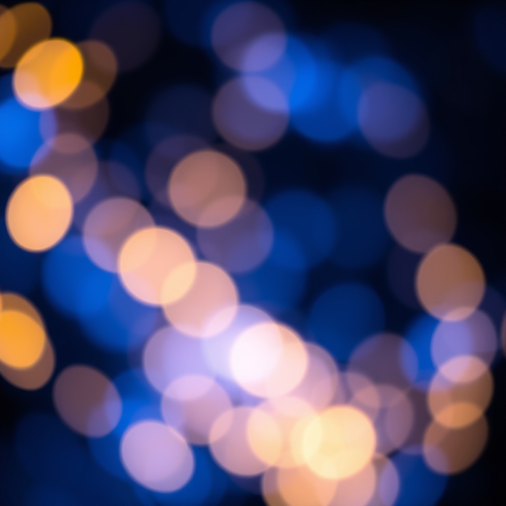 Vibrant Blue Bokeh with Golden Accents
