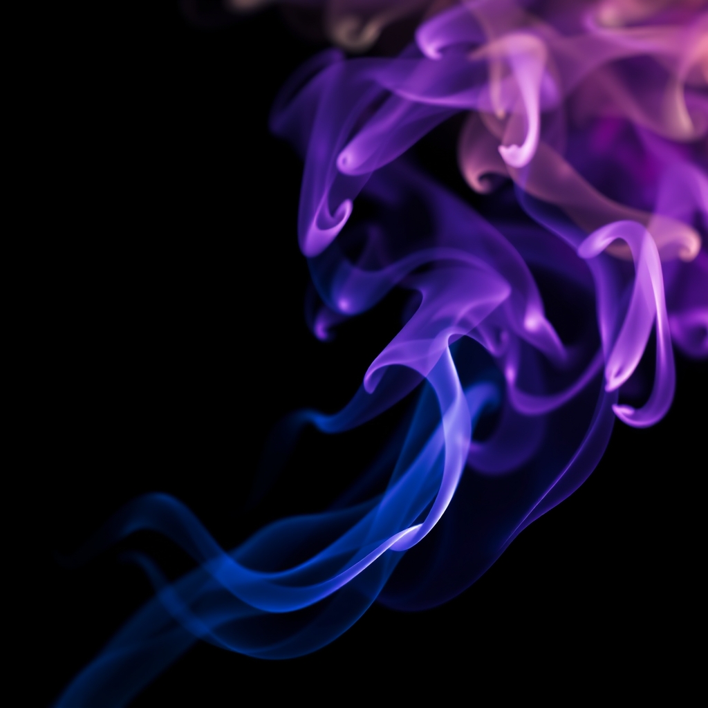 Vibrant Smoke Swirls on Dark Background with Soft Focus and Dramatic Lighting.