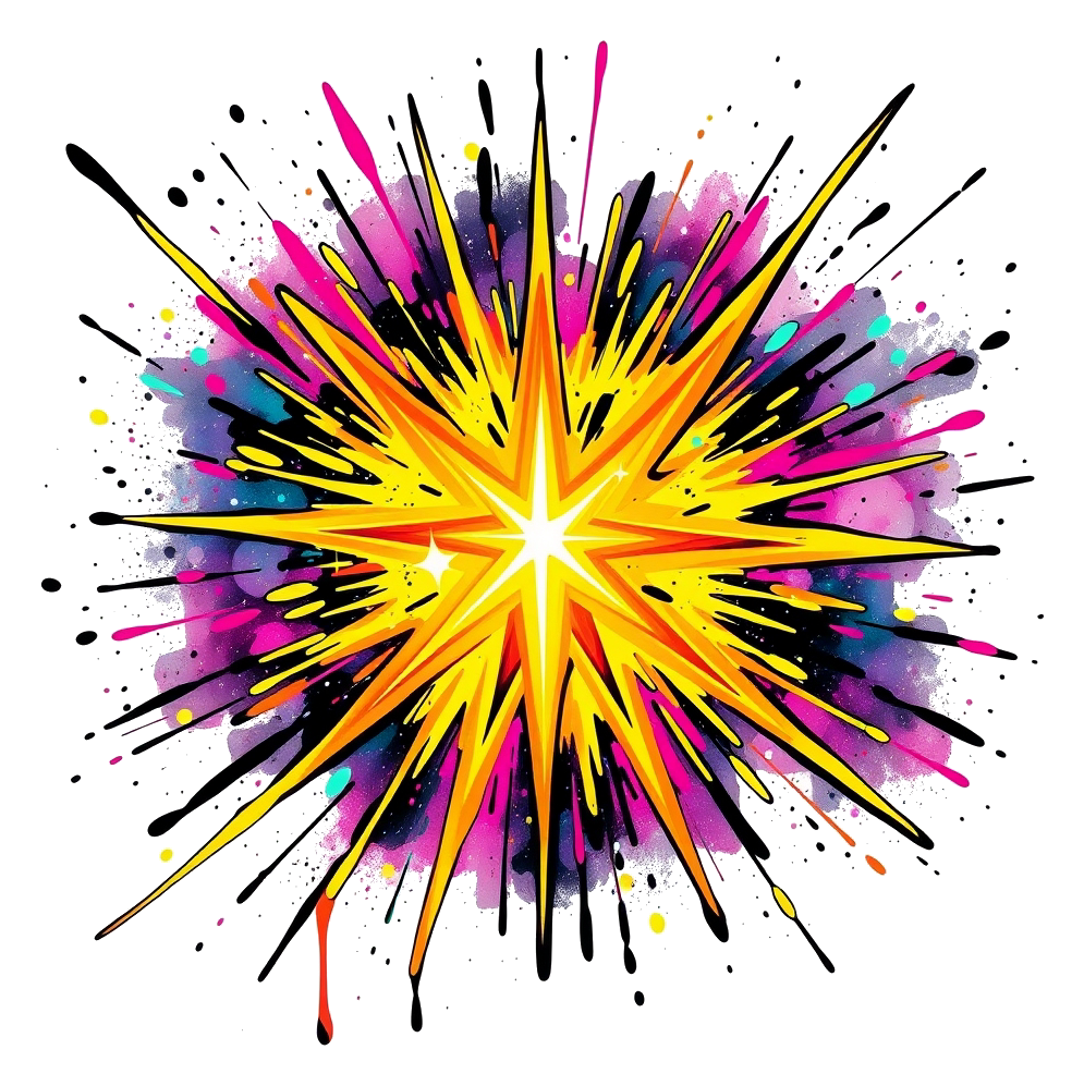 Vibrant star burst in space with colorful lights and cosmic dust