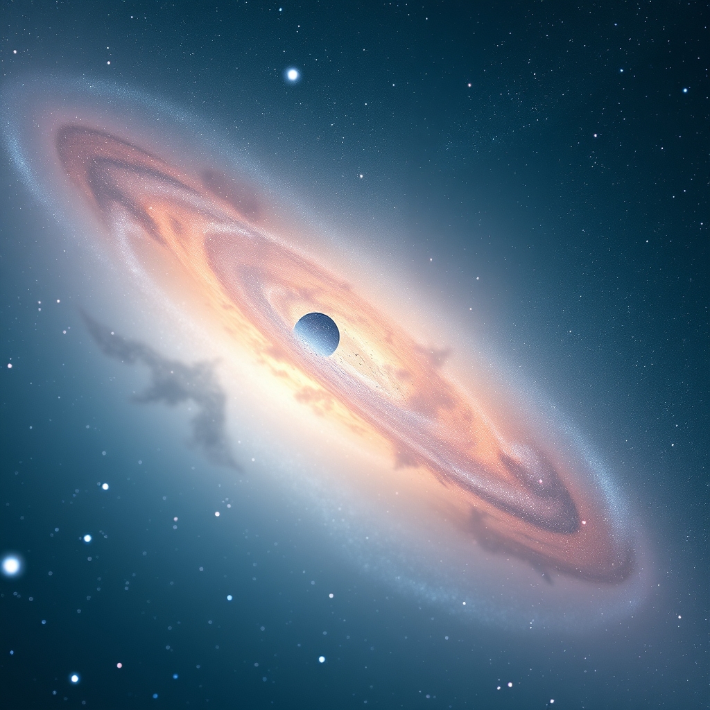 A distant galaxy with vibrant stars in the background.
