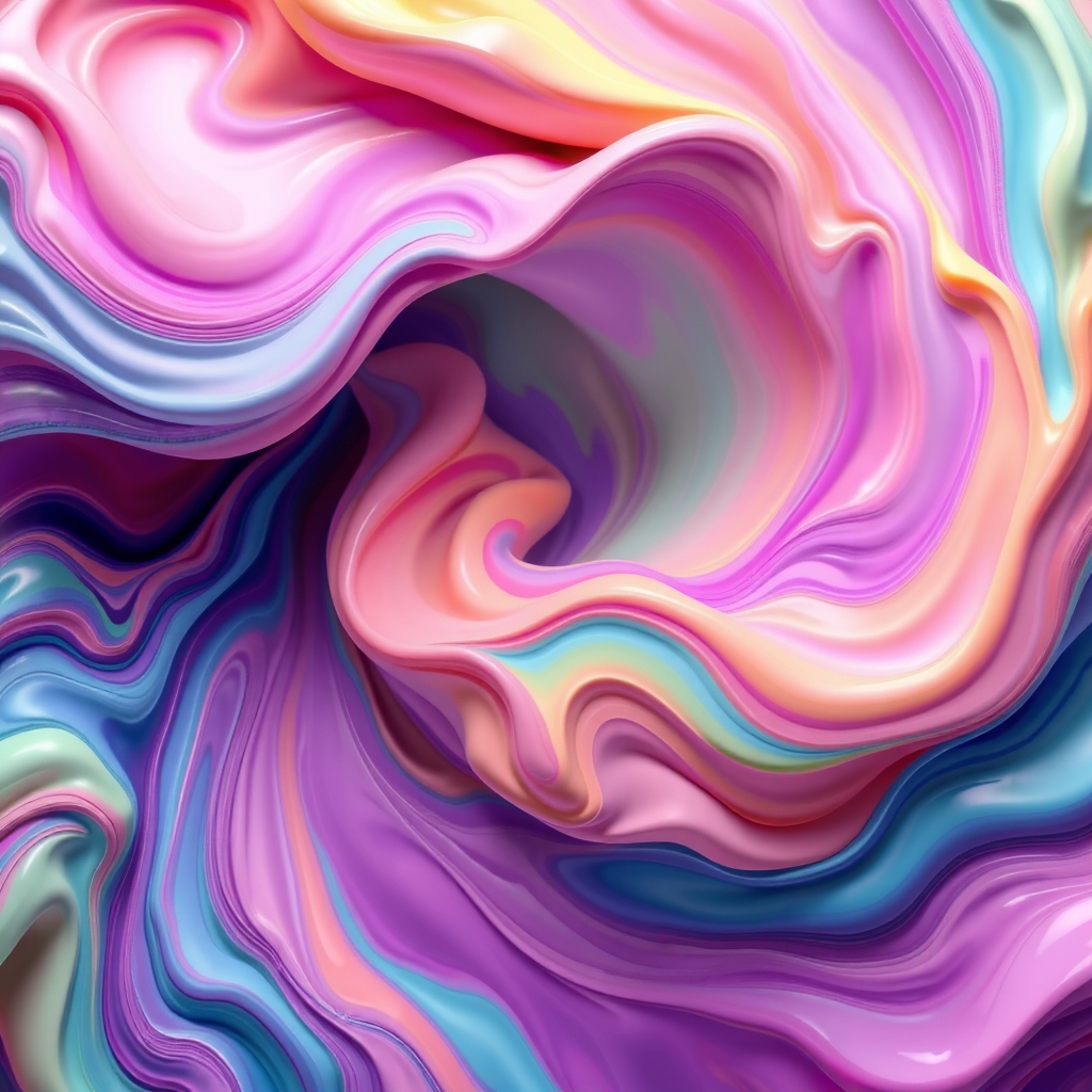 Vibrant swirling abstract pattern with pastel colors in a spiral shape.