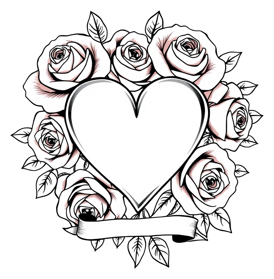 Vintage heart surrounded by roses