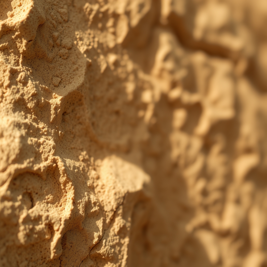 A close-up of a warm beige stone texture with a softly lit composition.