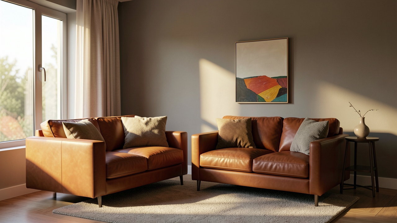 Warm living room with comfortable furniture
