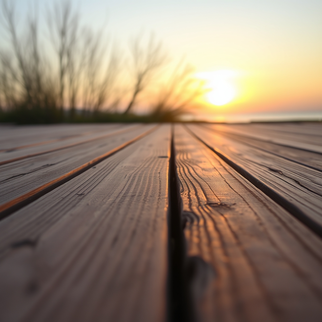 Close-up of wooden planks with natural lighting and empty space